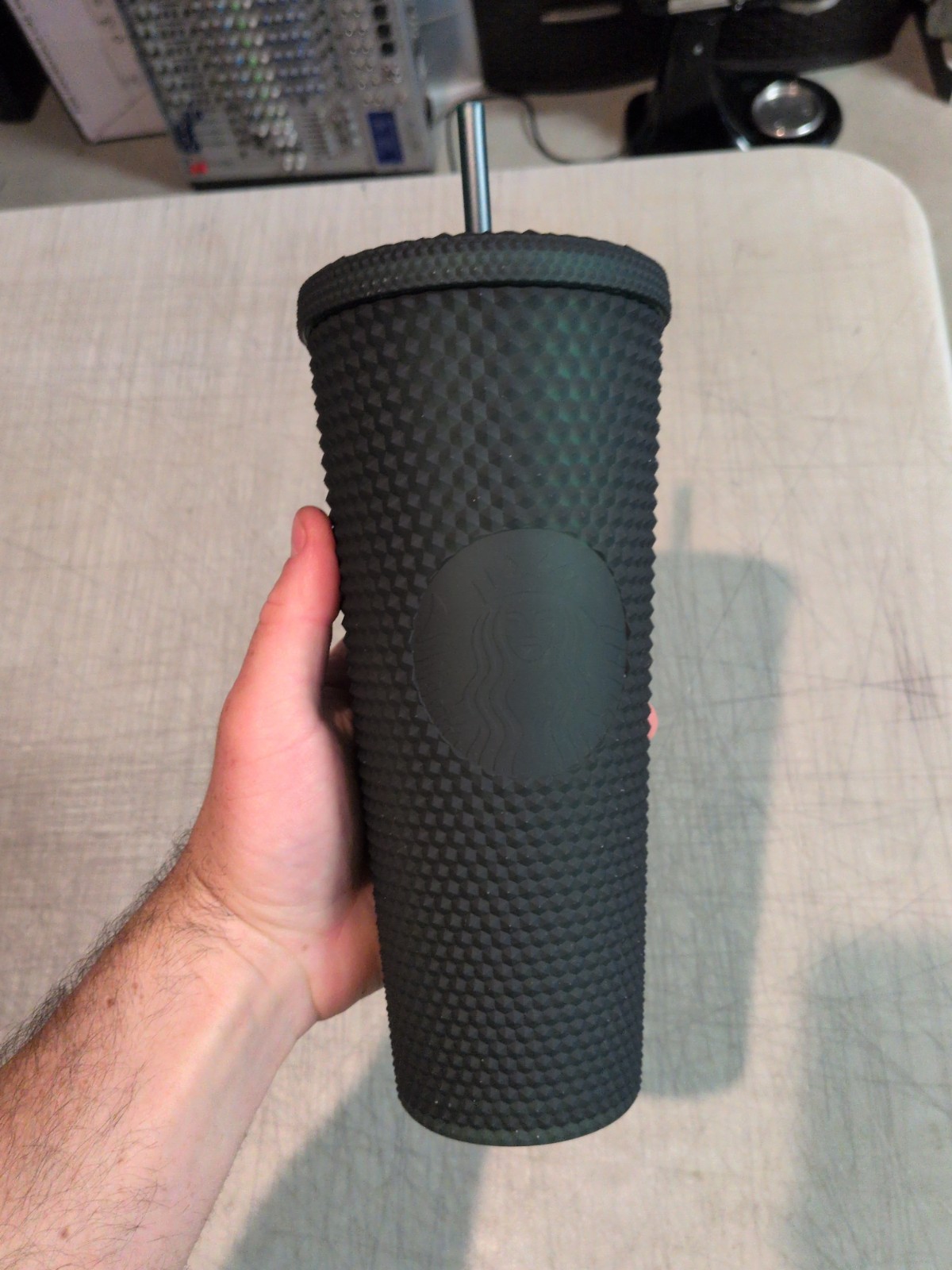Starbucks 2021 Black Matte Studded Venti Tumbler 24 oz Cold Cup With Lid & Straw