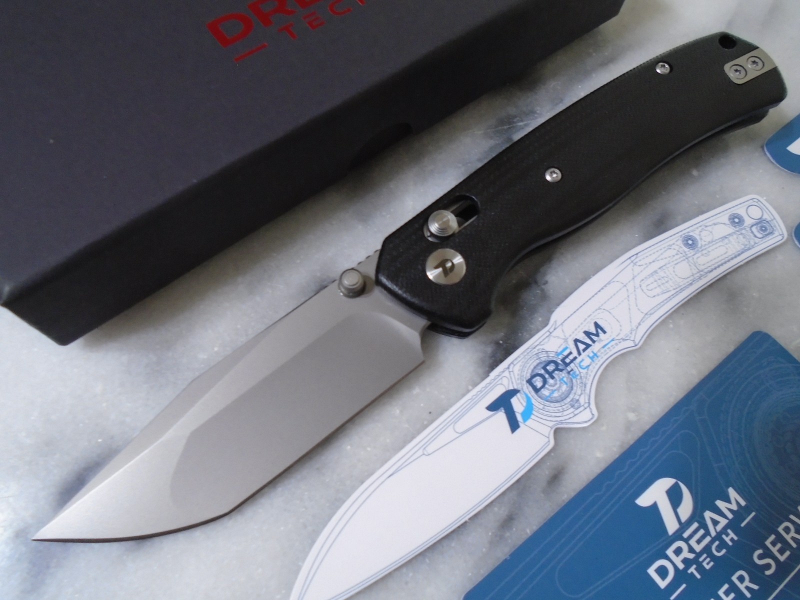 Dreamtech Ball Bearing Pivot Axis Lock Tanto Pocket Knife 14C28N D4508GB G10 New