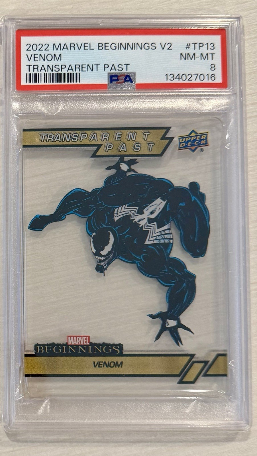 2022 Marvel Beginnings V2 Venom #TP13 Transparent Past Acetate PSA 8