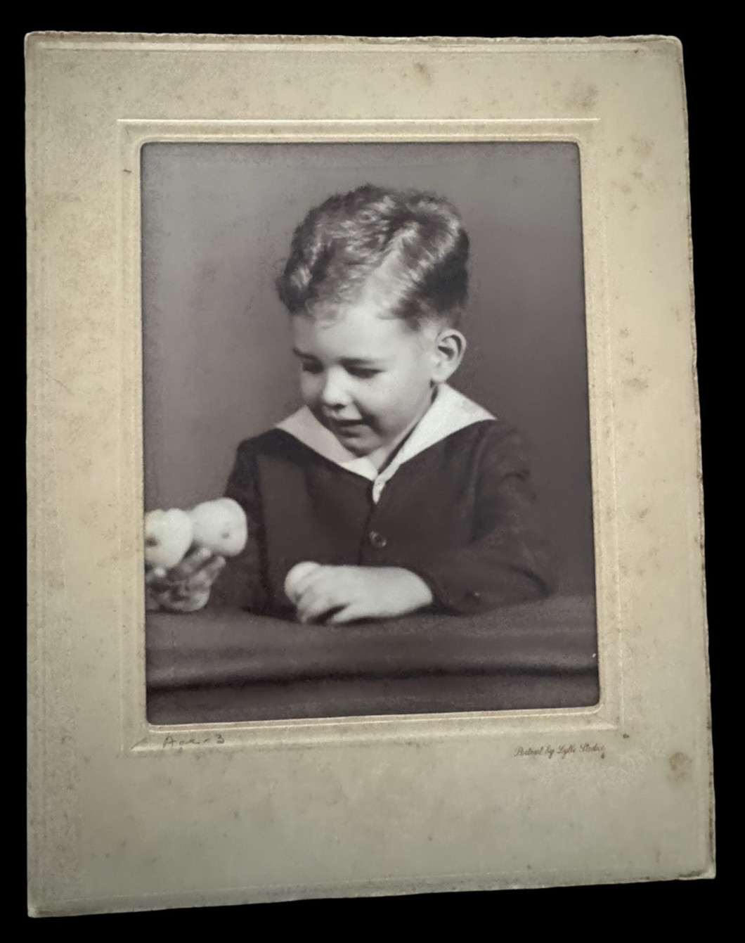 Antique Child Studio Photograph Lytle Studios 3 Year Old Portrait Folder Photo