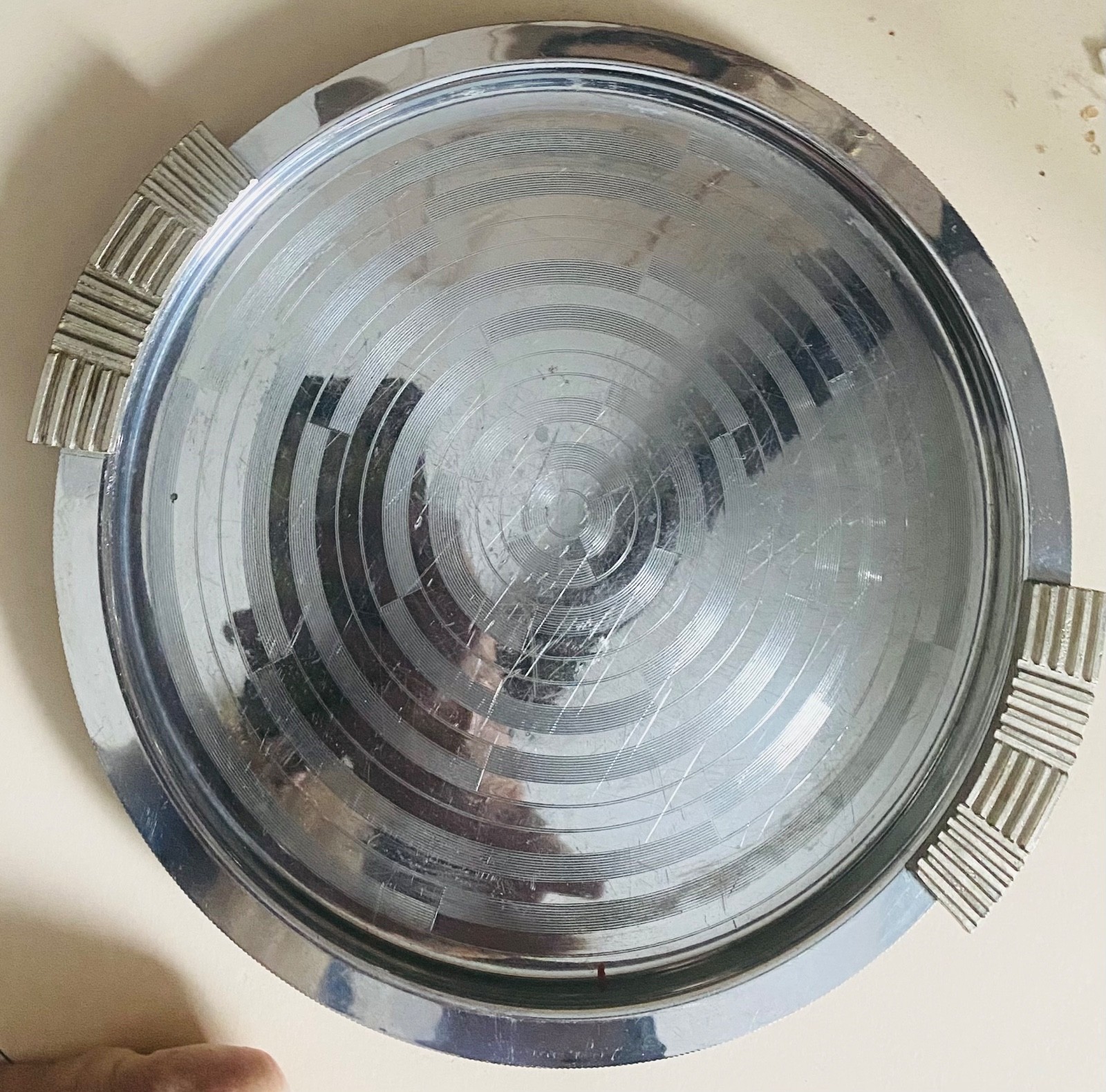 Chase Meridian Art Deco Chrome Cordial Tray Centaur Logo RARE Vtg 30s