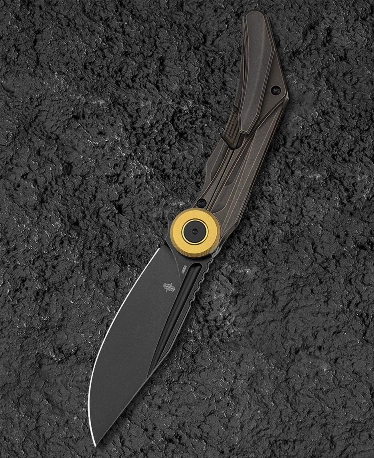 Bestech Seraph, Dark Bronze Titanium, M390 Black Stonewash Blade. BT2403E