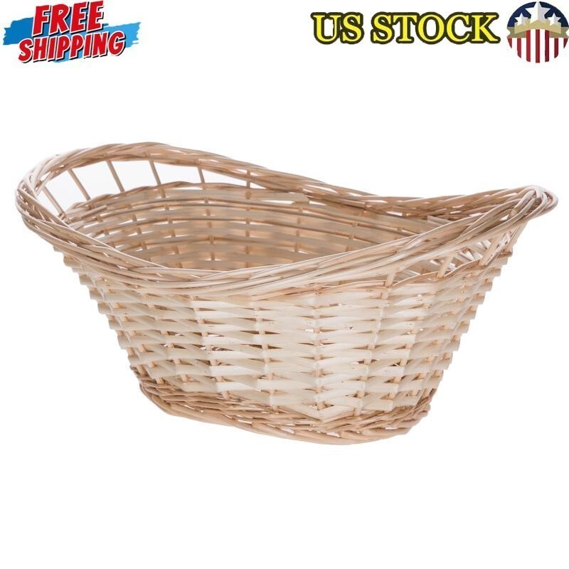 Decorative Oval Split Willow Basket W/ Cutout Handles Organizer Home Essentials