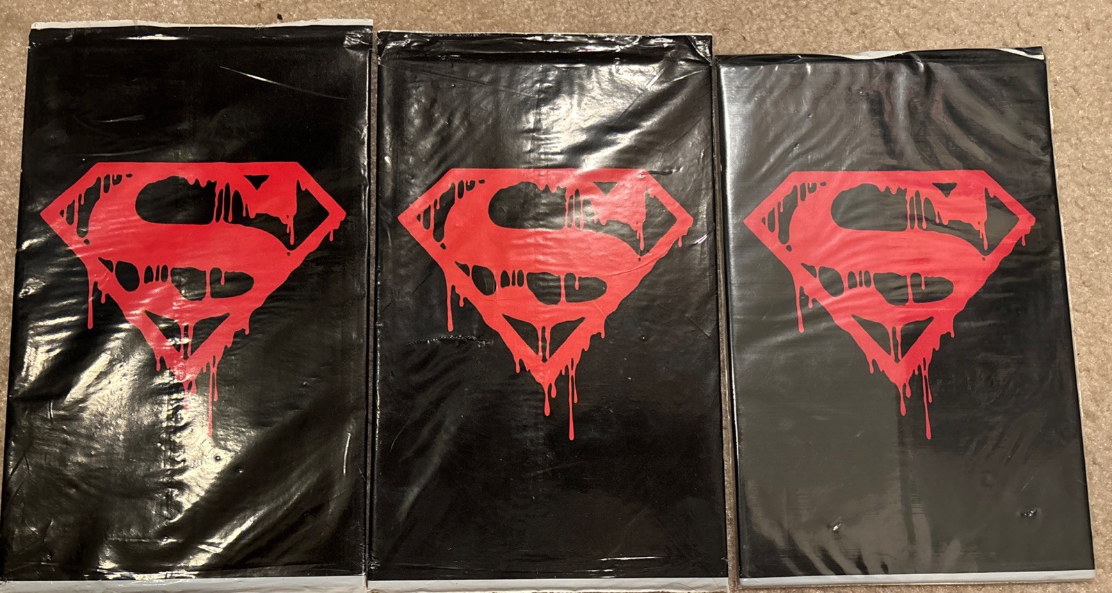 3 TOTAL SUPERMAN #75 DC 1992 STILL SEALED DEATH OF CLARK KENT BLACK BAG