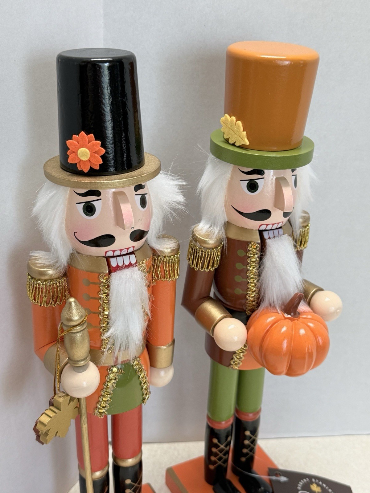 Set Of 2 Fall Wood Nutcrackers Hobby Lobby Thanksgiving Harvest Decor NEW
