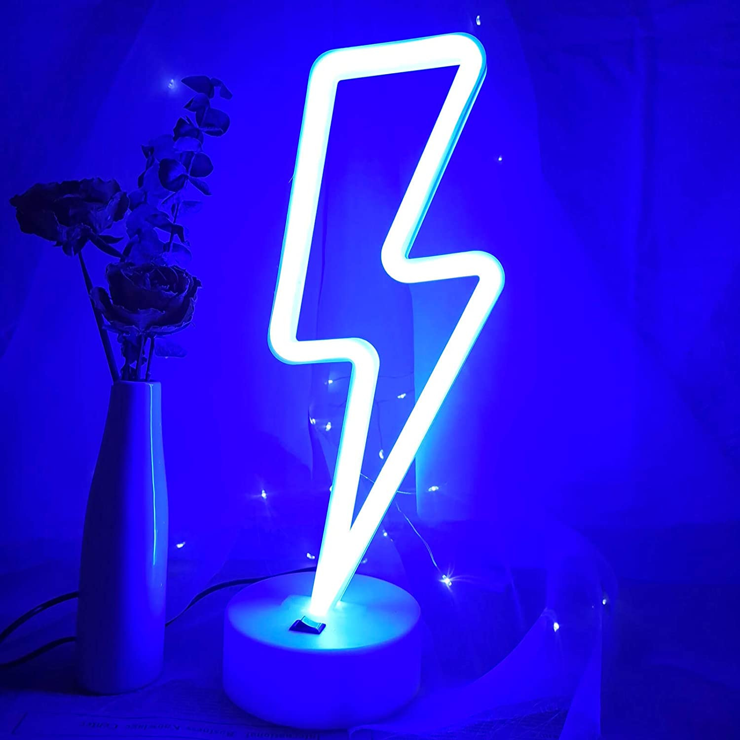 Lightning Bolt Neon Signs Lightning Neon Sign with Base for Bedroom LED Lighting