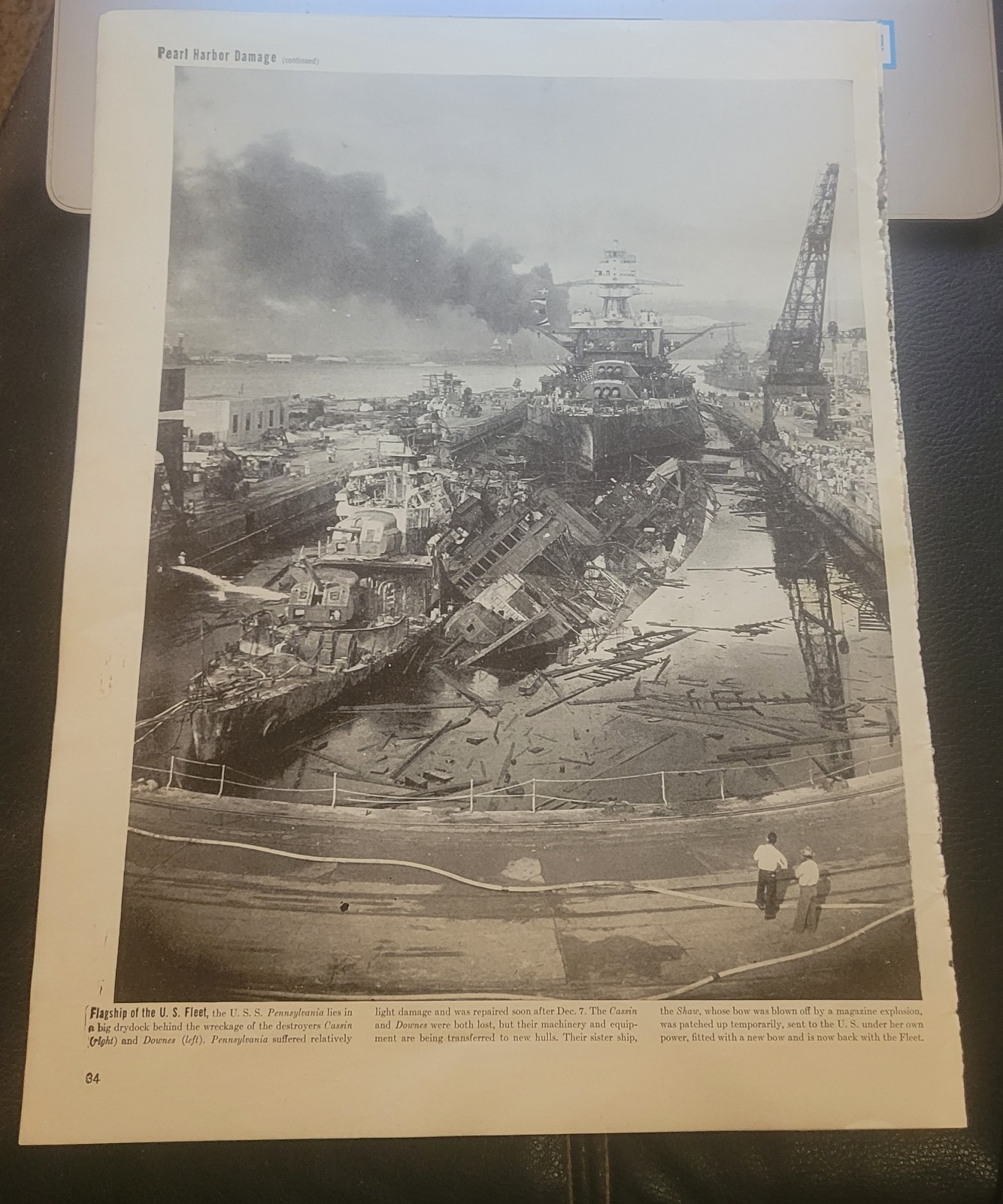 WWII 2 Pages From LIFE Magazine Dec 14, 1942 Pearl Harbor Attack & Damage
