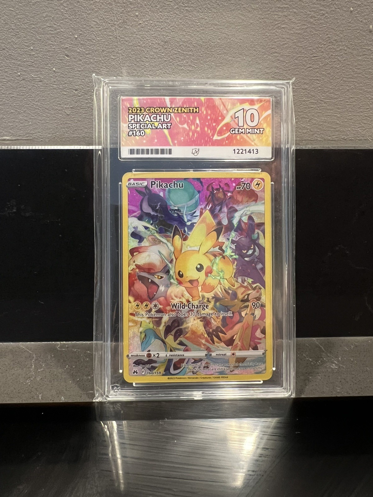ACE 10 Pikachu 160/159 Crown Zenith Full Art Holo Pokemon Card – Gem Mint