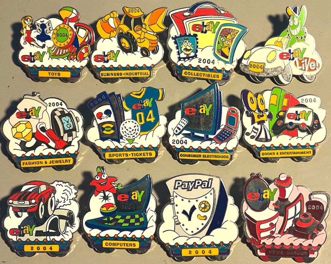ebay LIVE 2004 LOT PROMOTIONAL Set of 12 PINS Paypal Toys Collectibles & More!