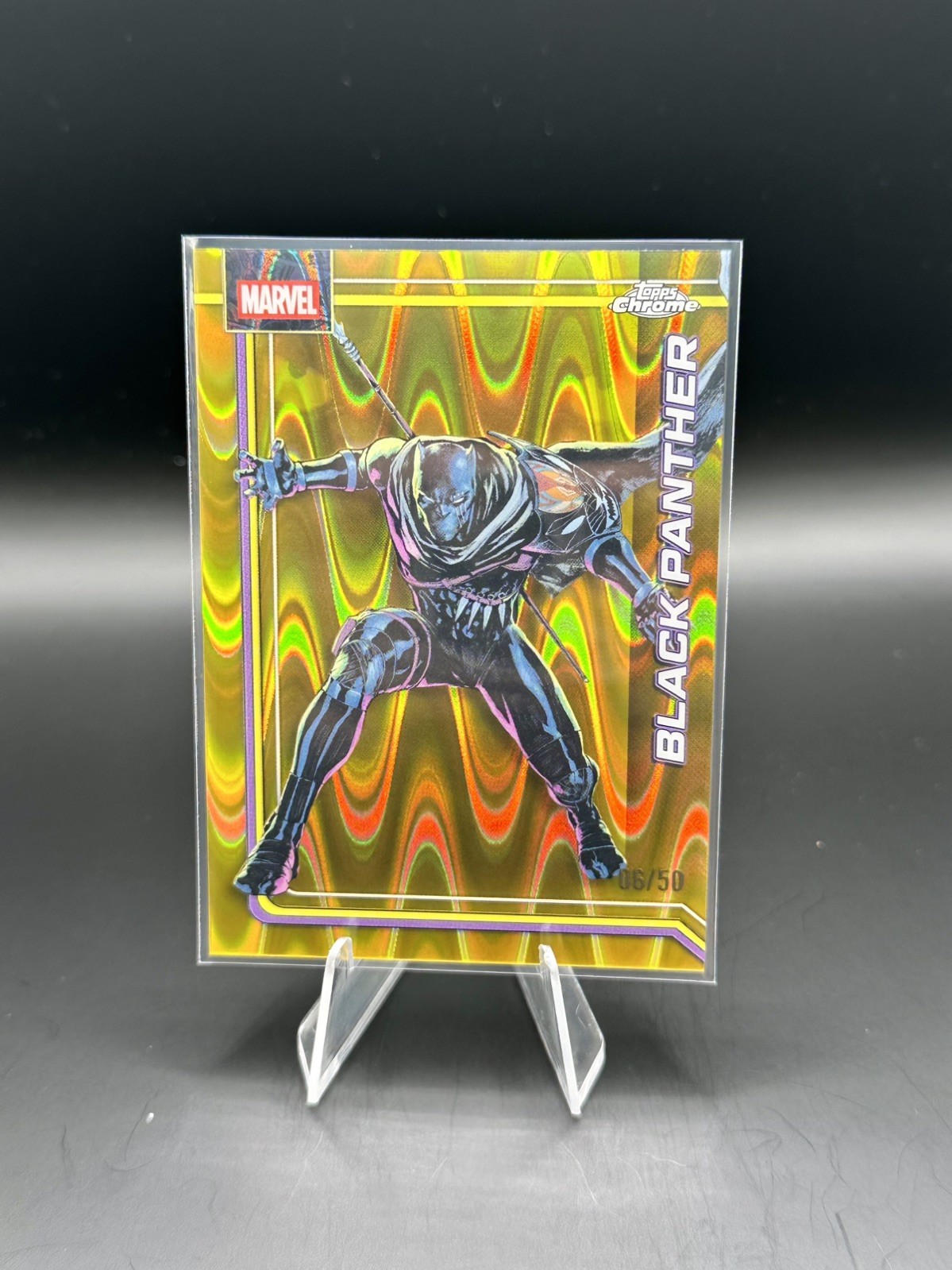 2026 Topps Chrome Marvel Black Panther #015 Gold Wave Refractor /50