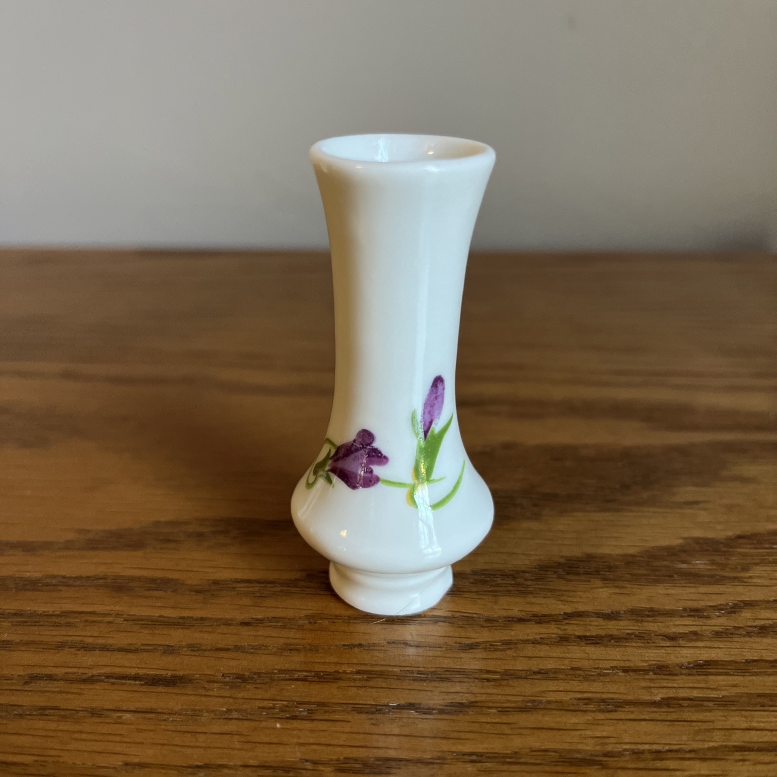 Vintage Miniature Vase Floral 2.5″ Tall Purple Floral Cottage Shabby Chic
