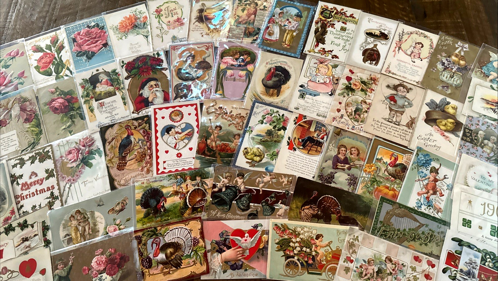 Lot of 60~Mixed~ Antique Vintage Holidays Greetings 1900’s Postcards~Santa~r844