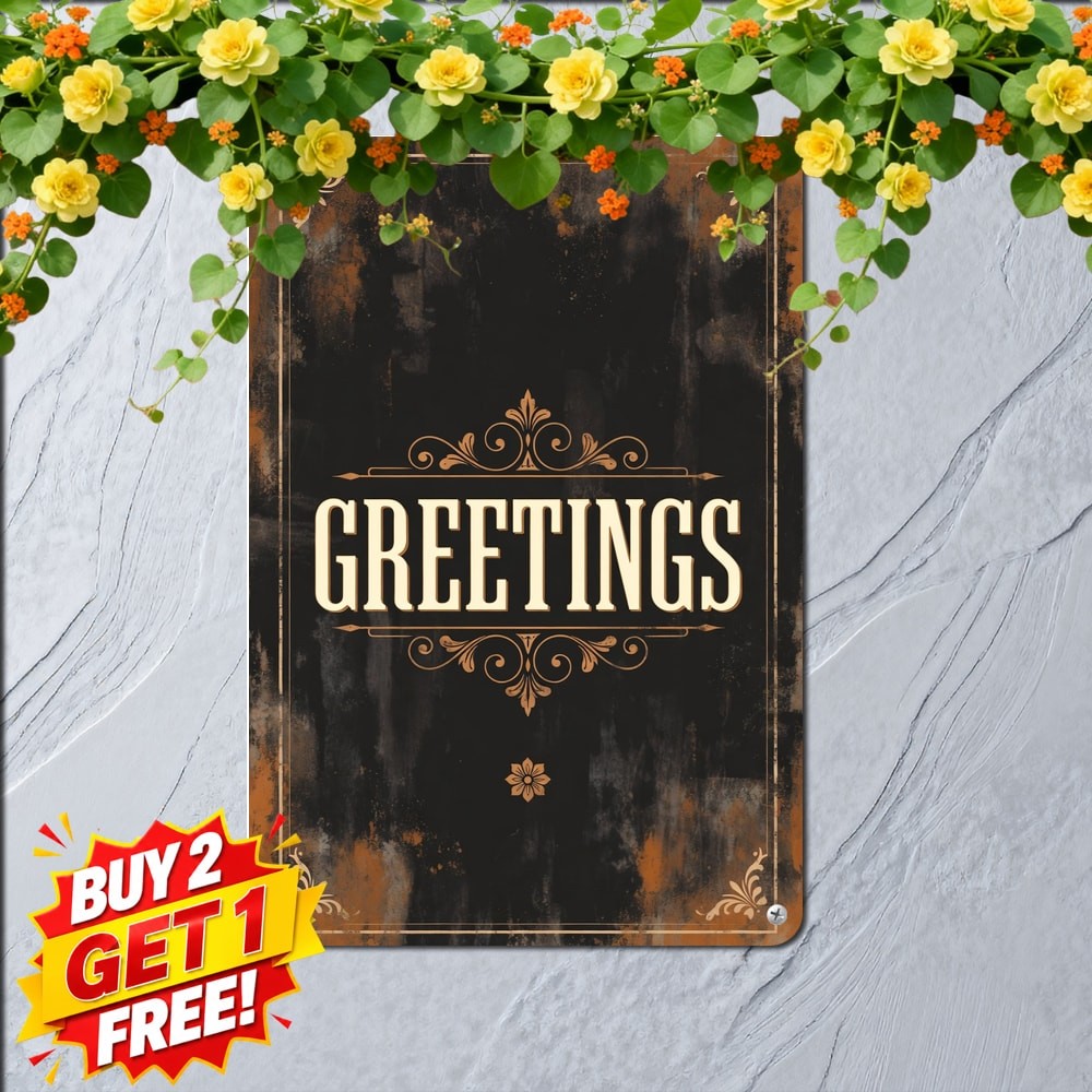 Ornate Filigree Frame Welcome Banner Iron Metal Tin Sign Home Wall Decor