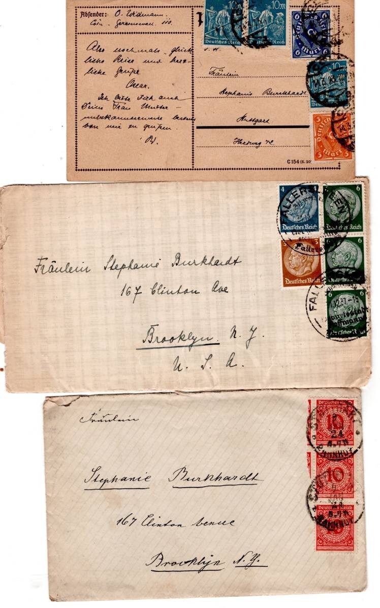 1920 – 1929 ~ 53 Covers with enclosed Family Correspondence ~ Germany / USA