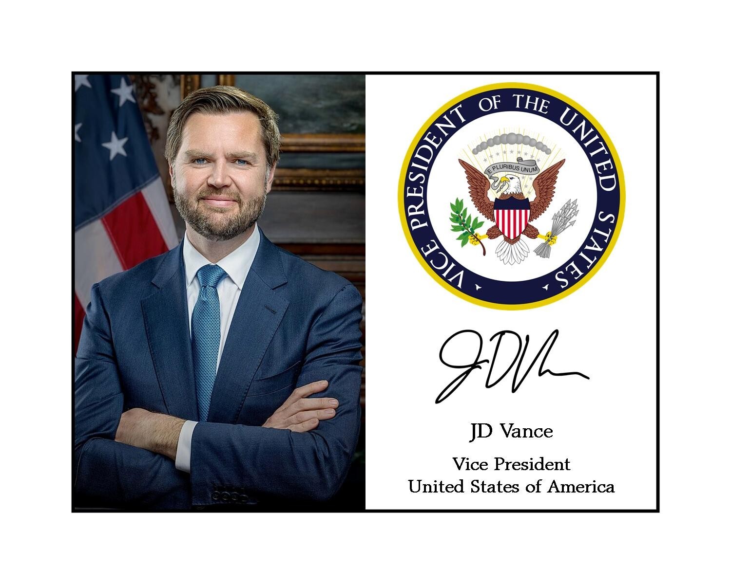 JD Vance 8×10 Signed official portrait photo US Vice President Trump 2024 VP