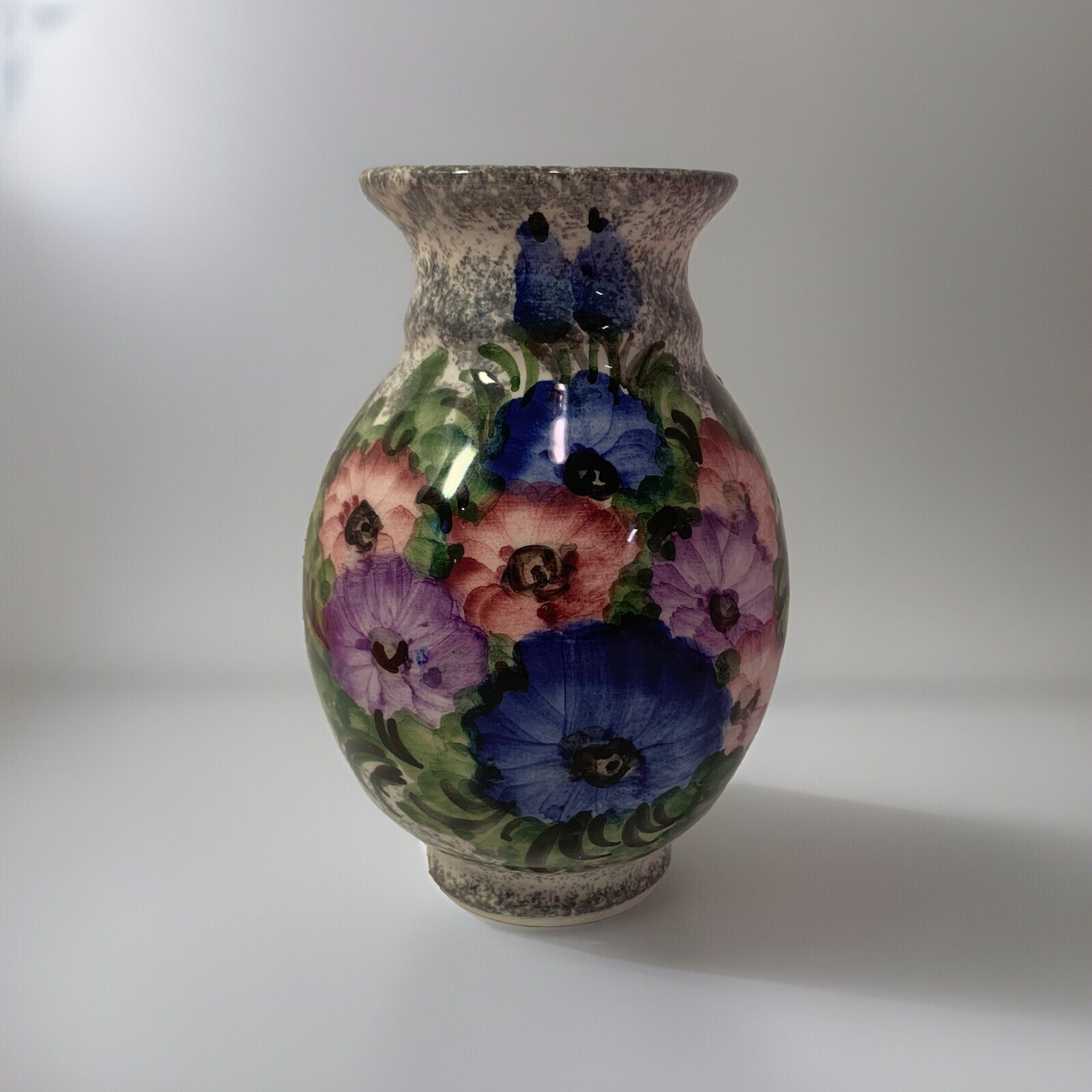 Hand Painted Small Ceramic Pansy Flower Vase