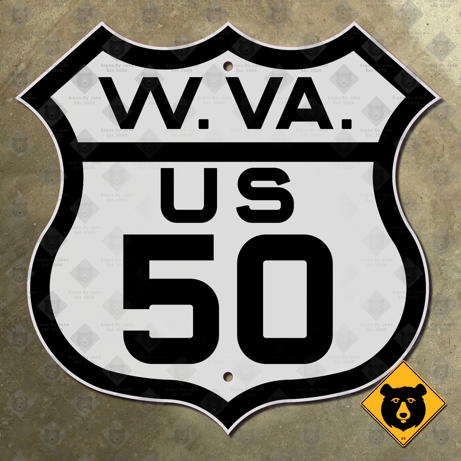 West Virginia US Route 50 highway marker sign 1945 Parkersburg Clarksburg 16×16