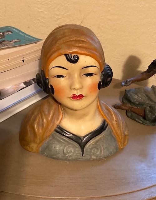 Vintage Esther Hunt/Leon Fighiera Woman Chalkware Art Bust Statue Figure