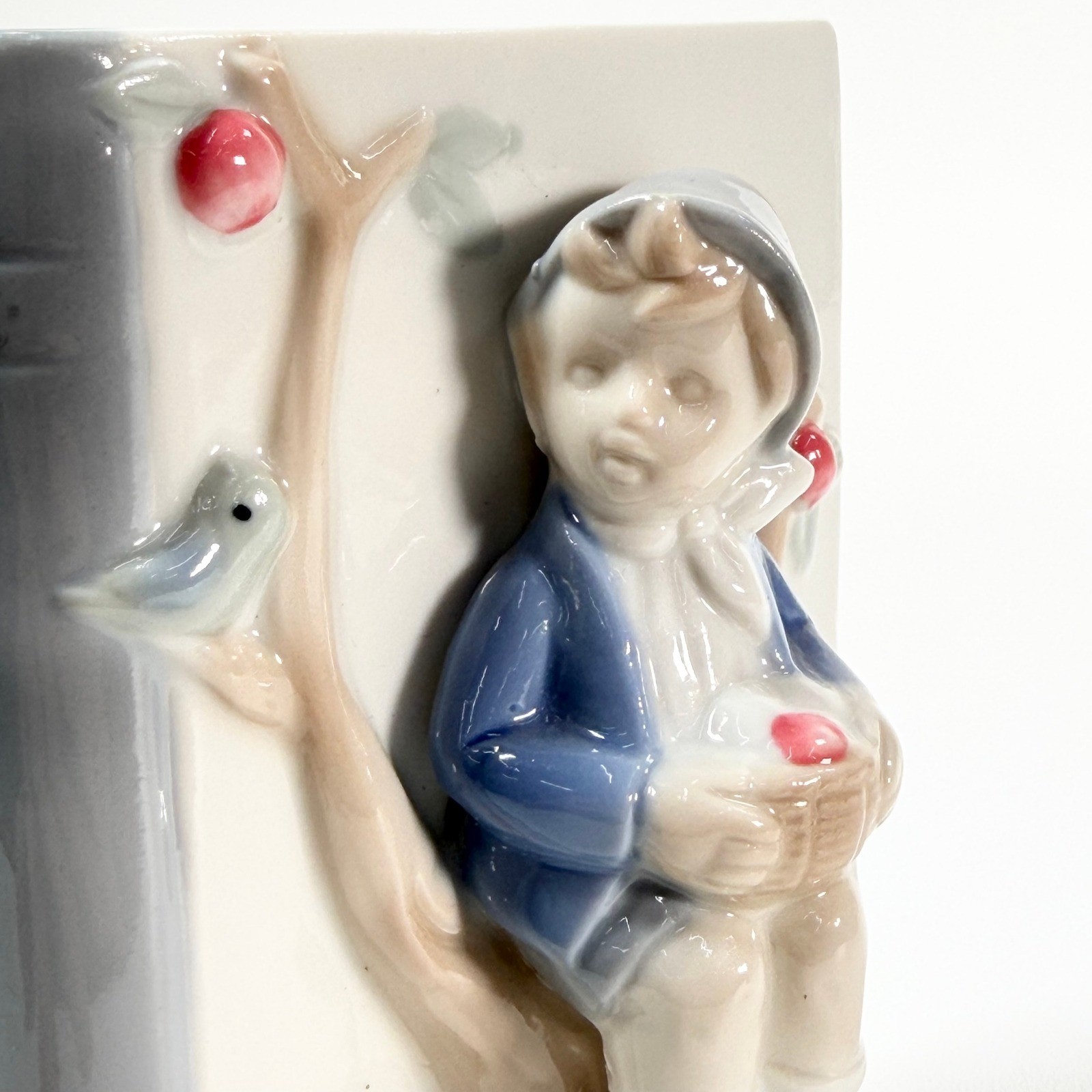Vintage Single Ceramic Bookend Boy Tree Book Figurine Japan Art Deco Nursery