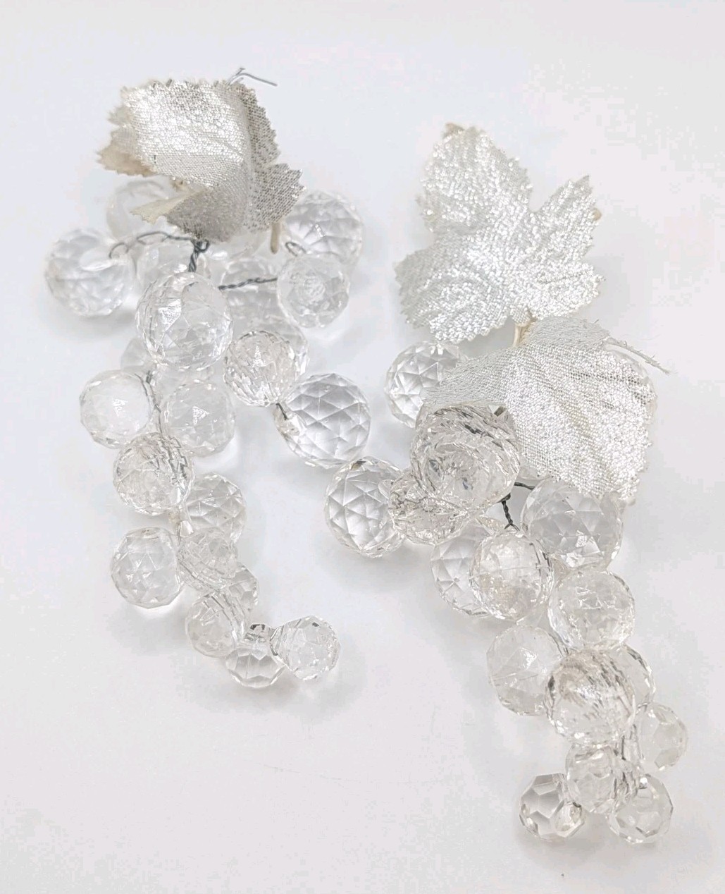 Vintage Clear Acrylic Faceted Grape Cluster Set Of 2 Decorative Home Decor