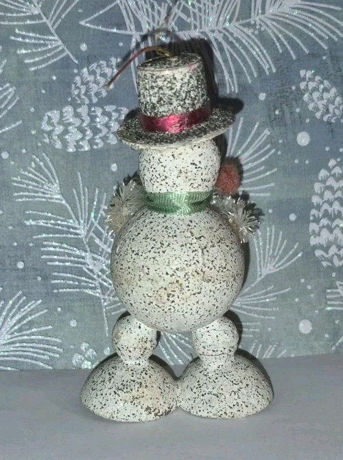 Vintage Putz Mica Christmas Snowman Figure JAPAN 3.5″