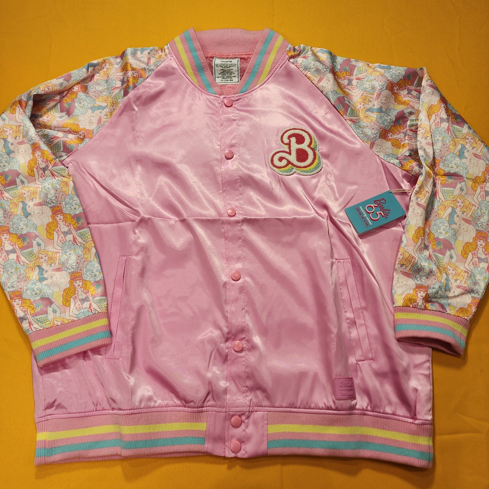 Loungefly Barbie 65th Anniversary Unisex Bomber Jacket Pink 2XL NEW