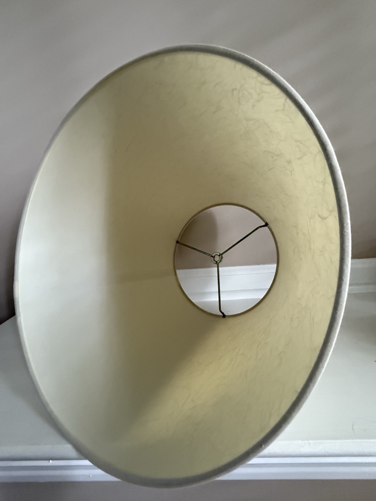 Vintage Ivory Fiberglass Parchment Paper Lamp Shade 11”x14.75”MCM