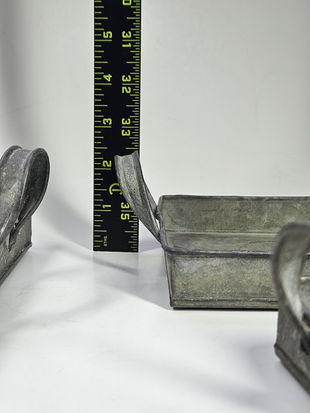 Set/3 Rectangular Rustic Galvanized Steel Heart Stamped Nesting Trays Handles