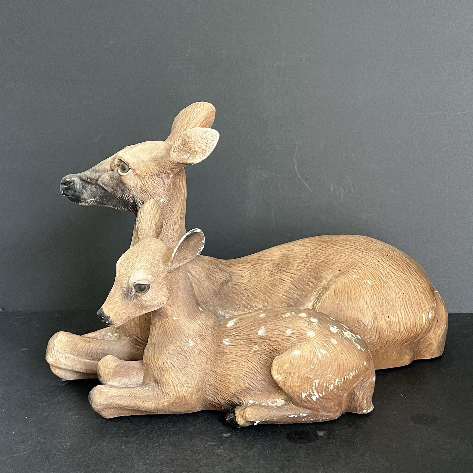 VTG Large Deer Doe and Fawn Homco Universal 1988 Deco Animal Figurine Resin