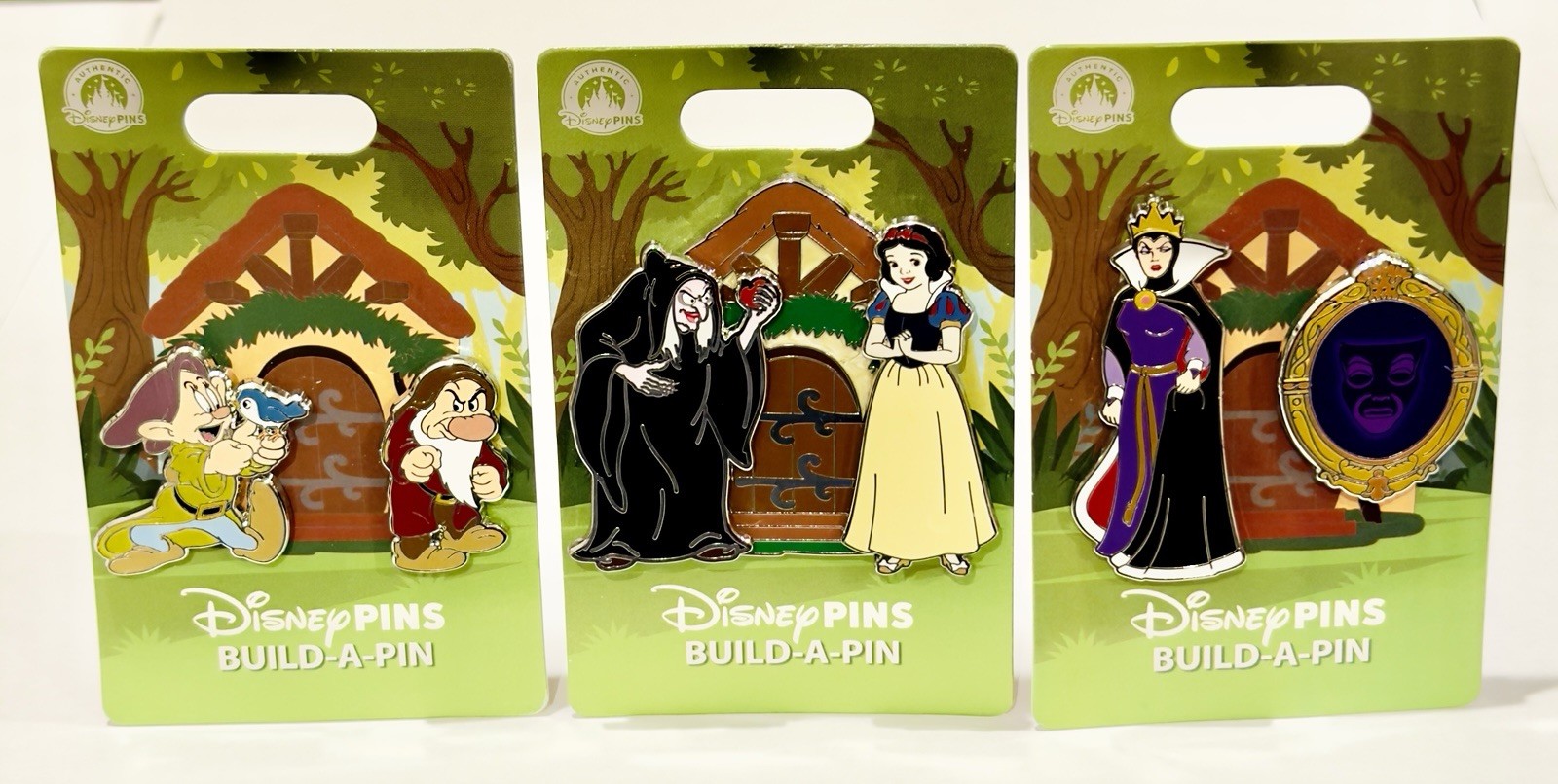 Disney Build A Pin Snow White Dwarfs Cottage Scene Complete Set