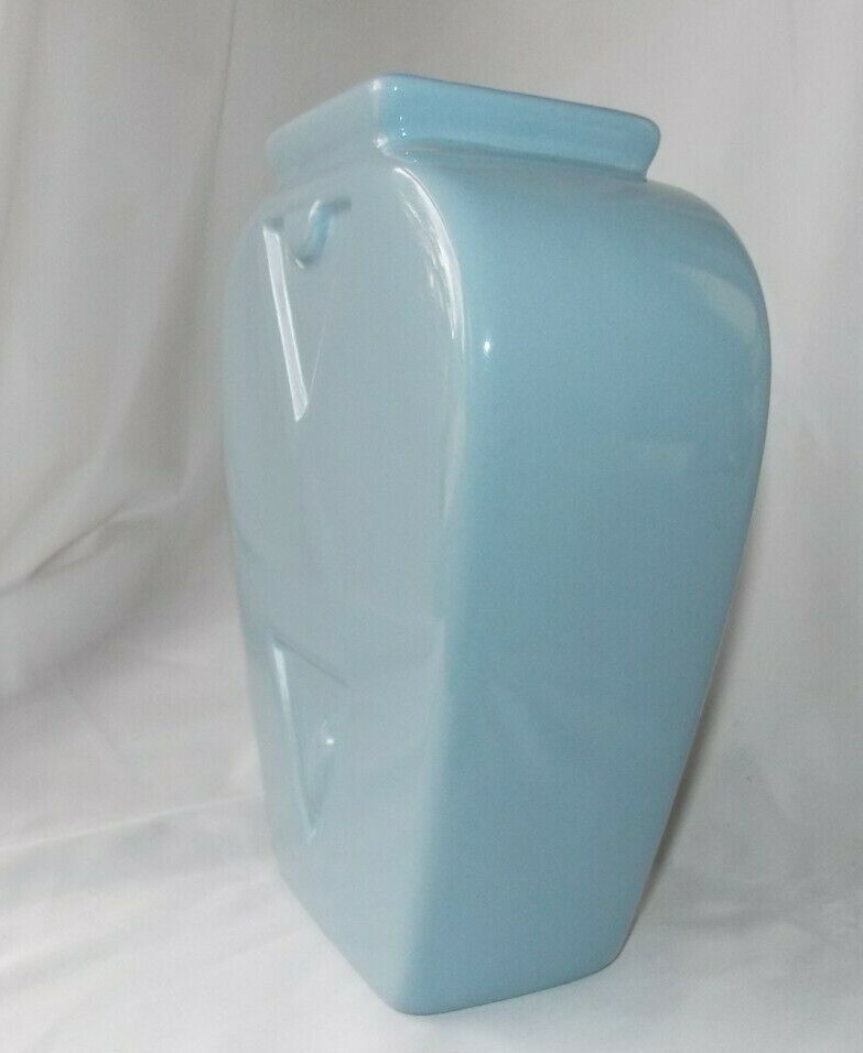 Blue Haeger Vase Art Deco Style Ceramic 1989 Contemporary Urban Decor 8.5″ Vtg.