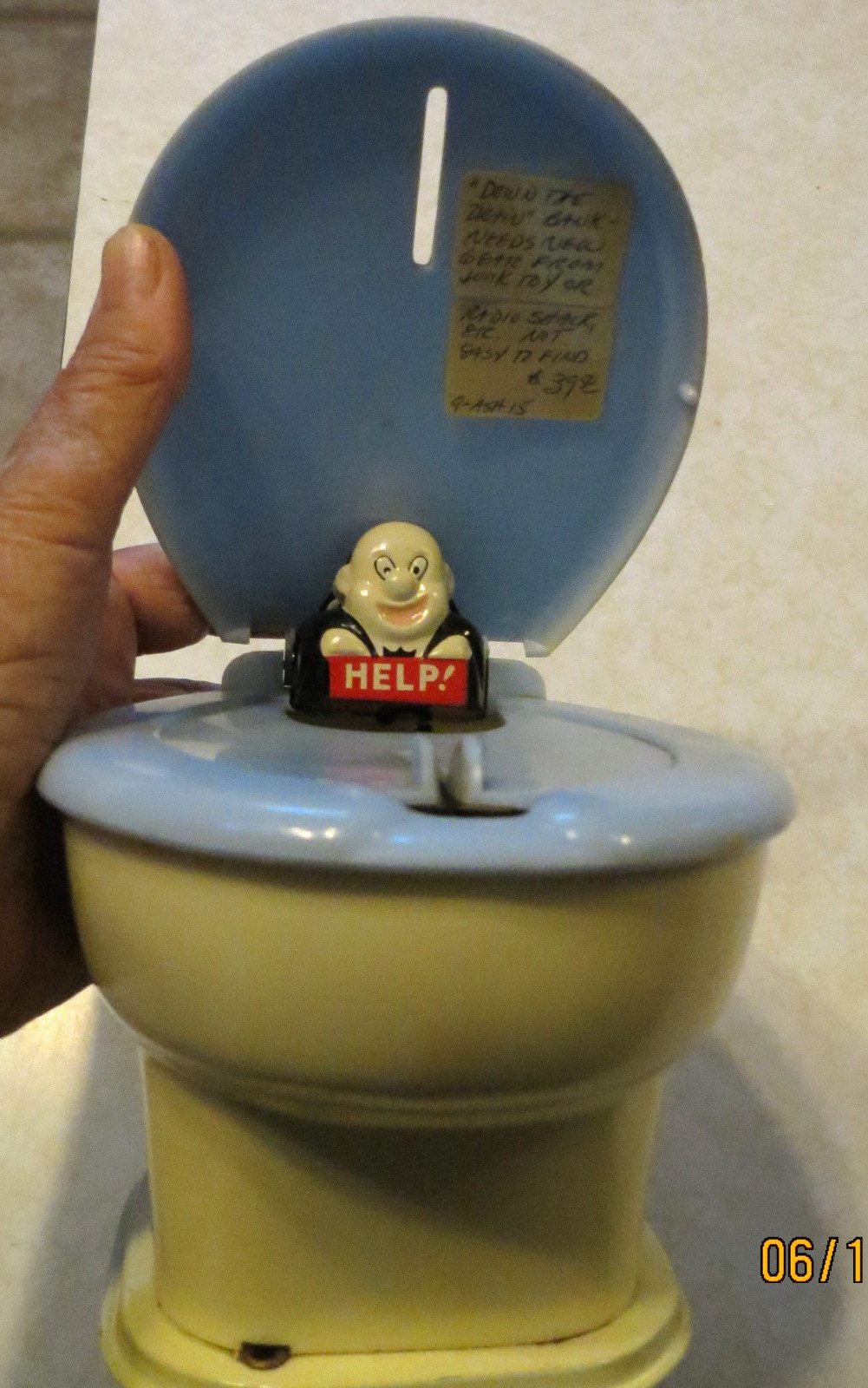 DOWN THE DRAIN BANK™ Battery-Operated Toilet Bank FOR PARTS or REPAIR