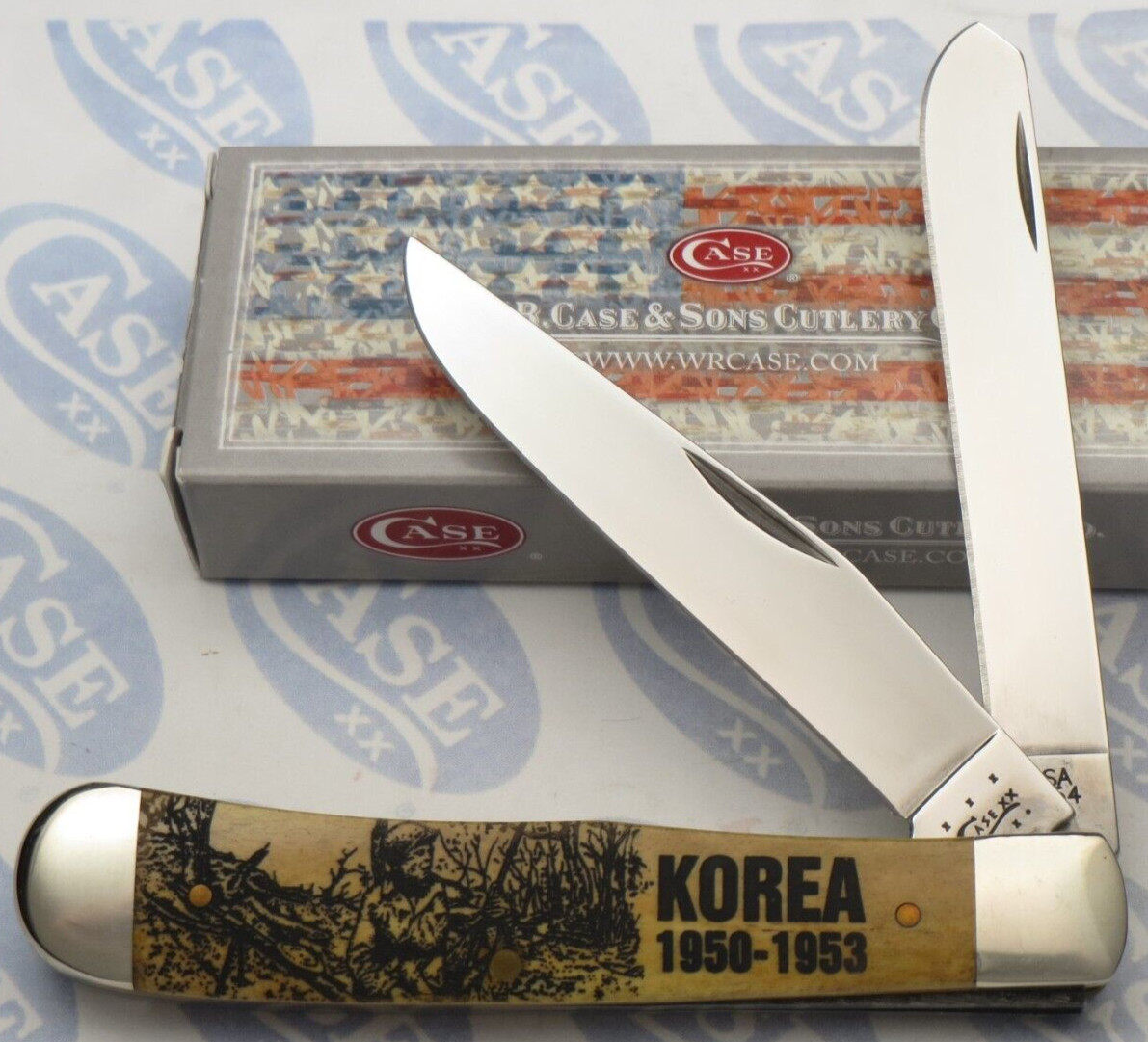 Vintage Case XX USA 2013 Stamp 6254 SS Trapper – Antique Bone – KOREA 1950-1953