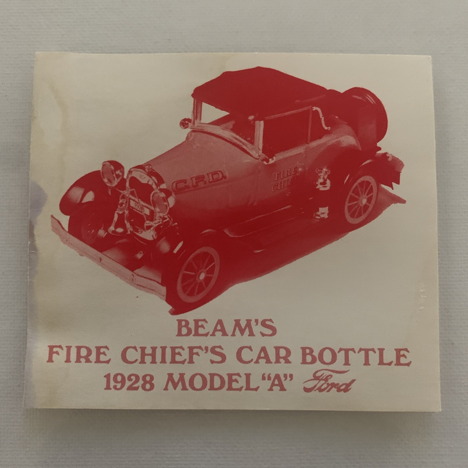 VTG Jim Beam 1928 Ford Model A Fire Chief’s Car Decanter Pamphlet Collectible