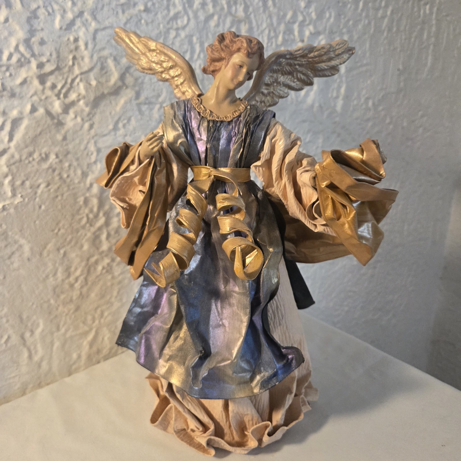 Vintage Christmas Paper Mache Angel Tree Topper Cone Figure Cartapesta Style 14″