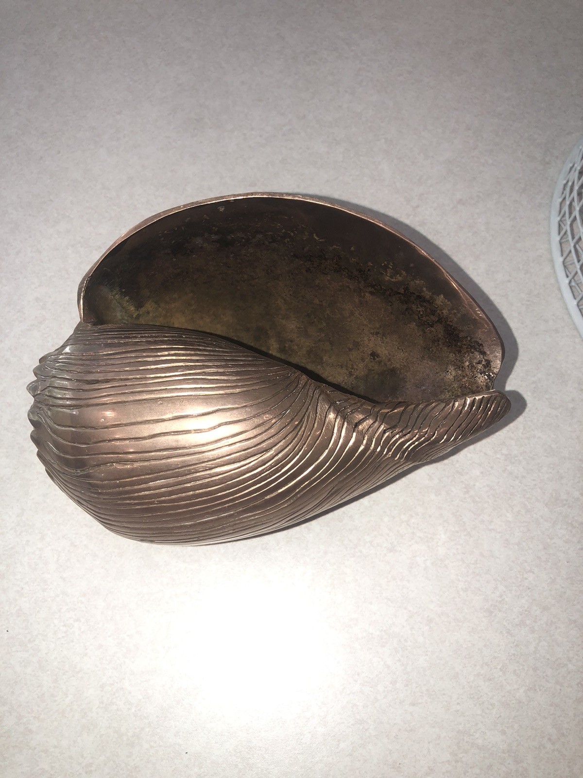Vintage MCM BRASS CONCH Seashell Regency Style Planter, Sculpture, Decor Beach