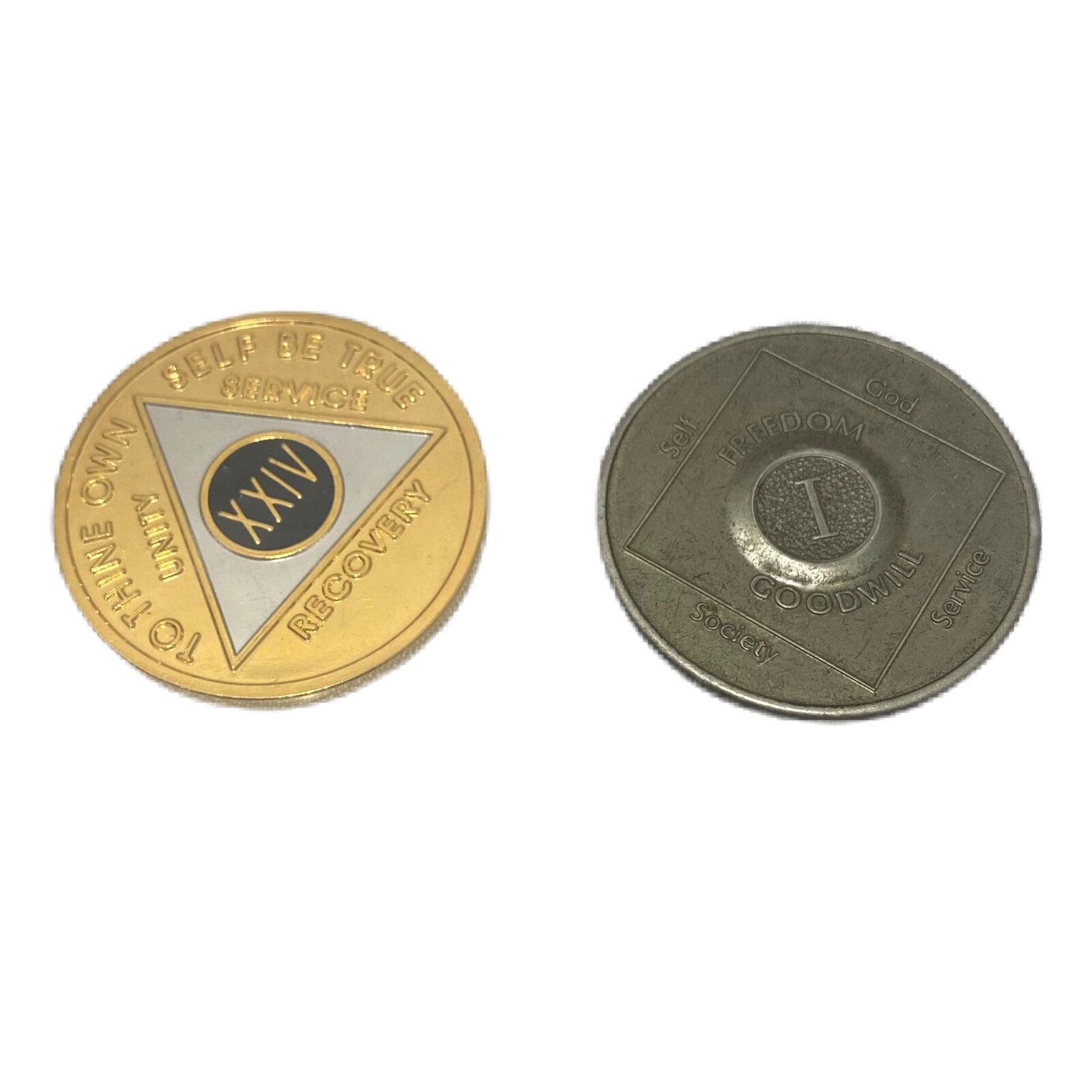 Set Of Two NA Sobriety Coins One 24 Year Is New And One 1 Year Is Older