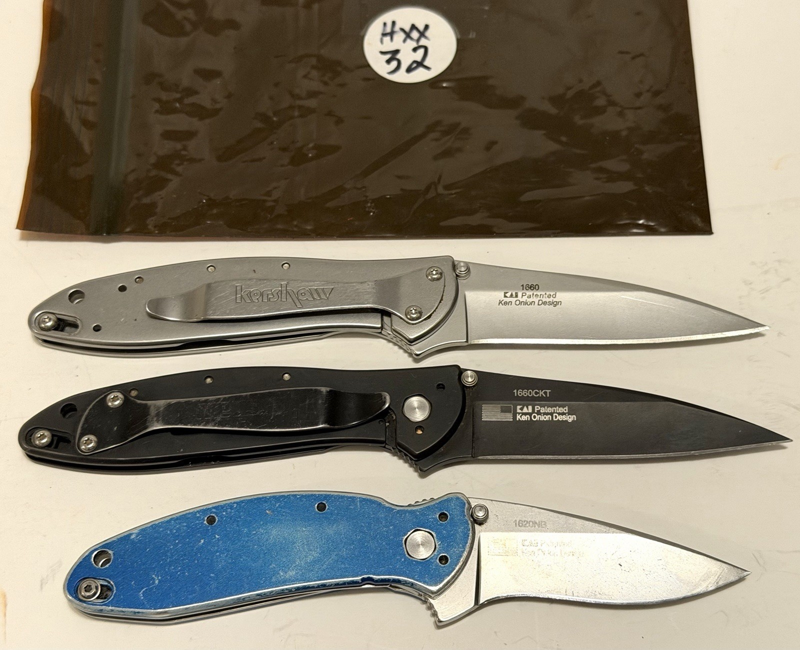 3 Kershaw USA Pocket Knife KNIVES Leek 1660OL & 1660CKT Plus Scallion 1620NB