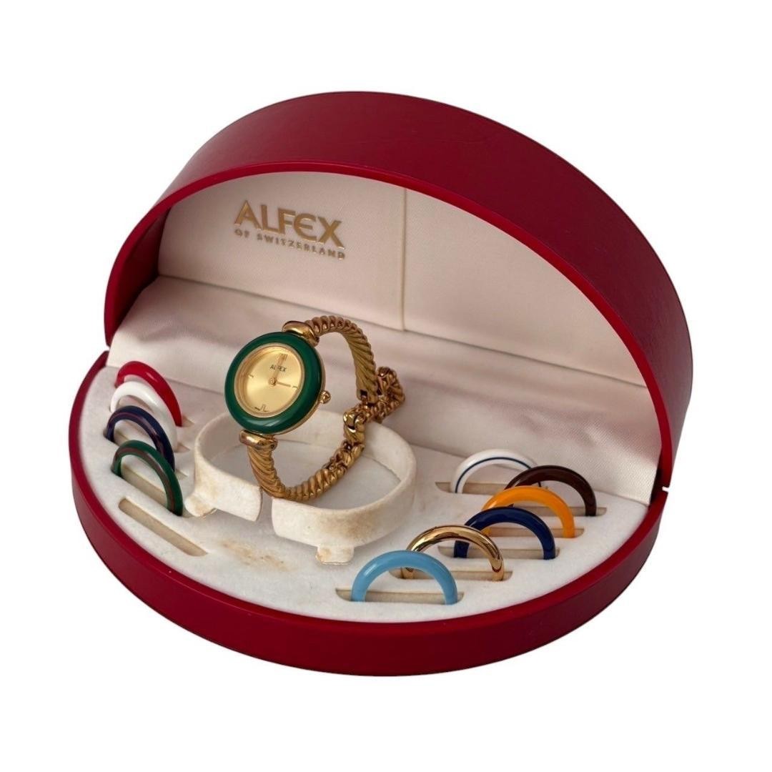Alfex Change Bezel Watch Gold Multicolor 17.5cm 6.89in Vintage Rare Quartz Junk