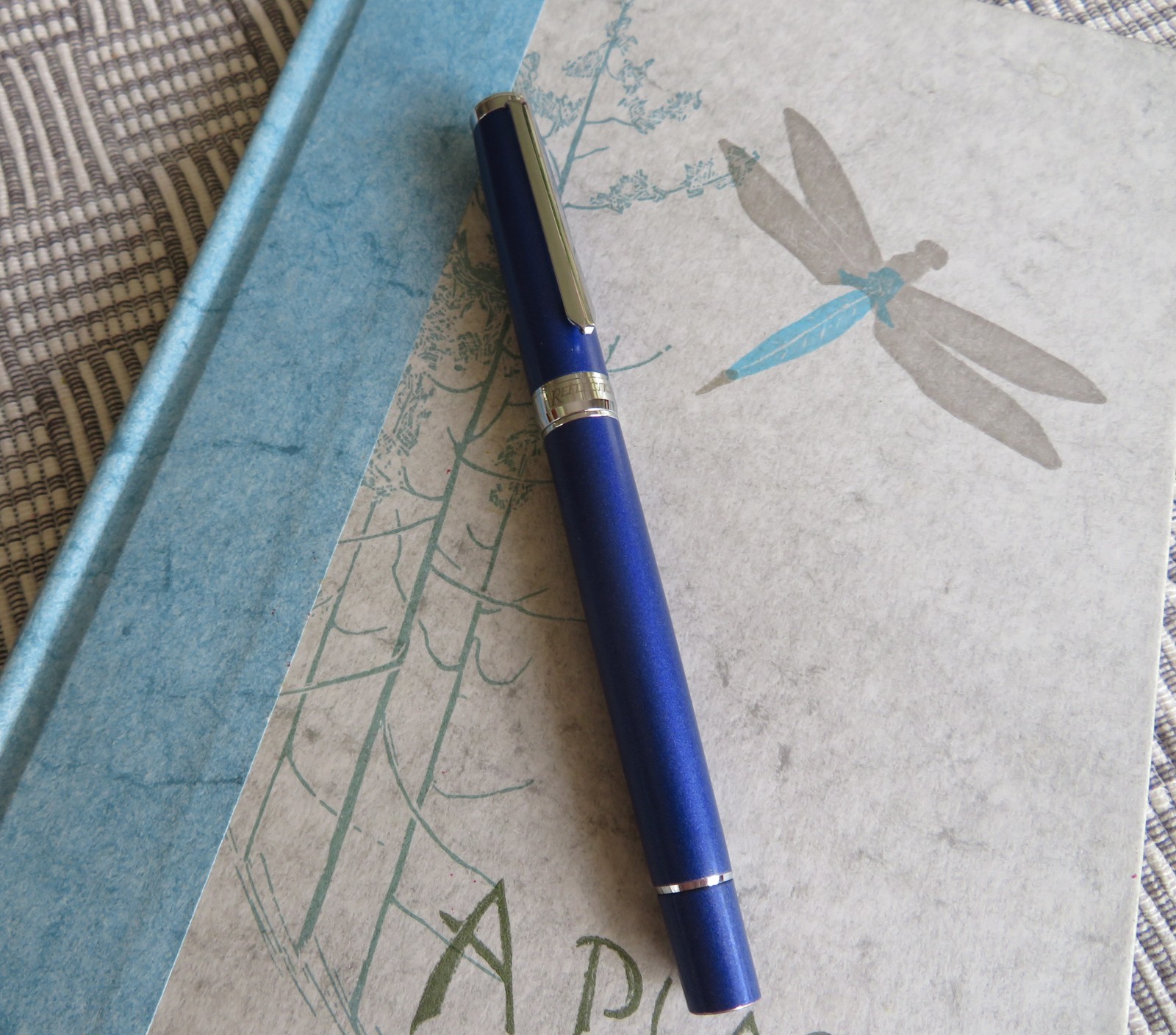 Reflections Fine Writing Instruments Brushed Blue w/Silver trim Rollerball Pen
