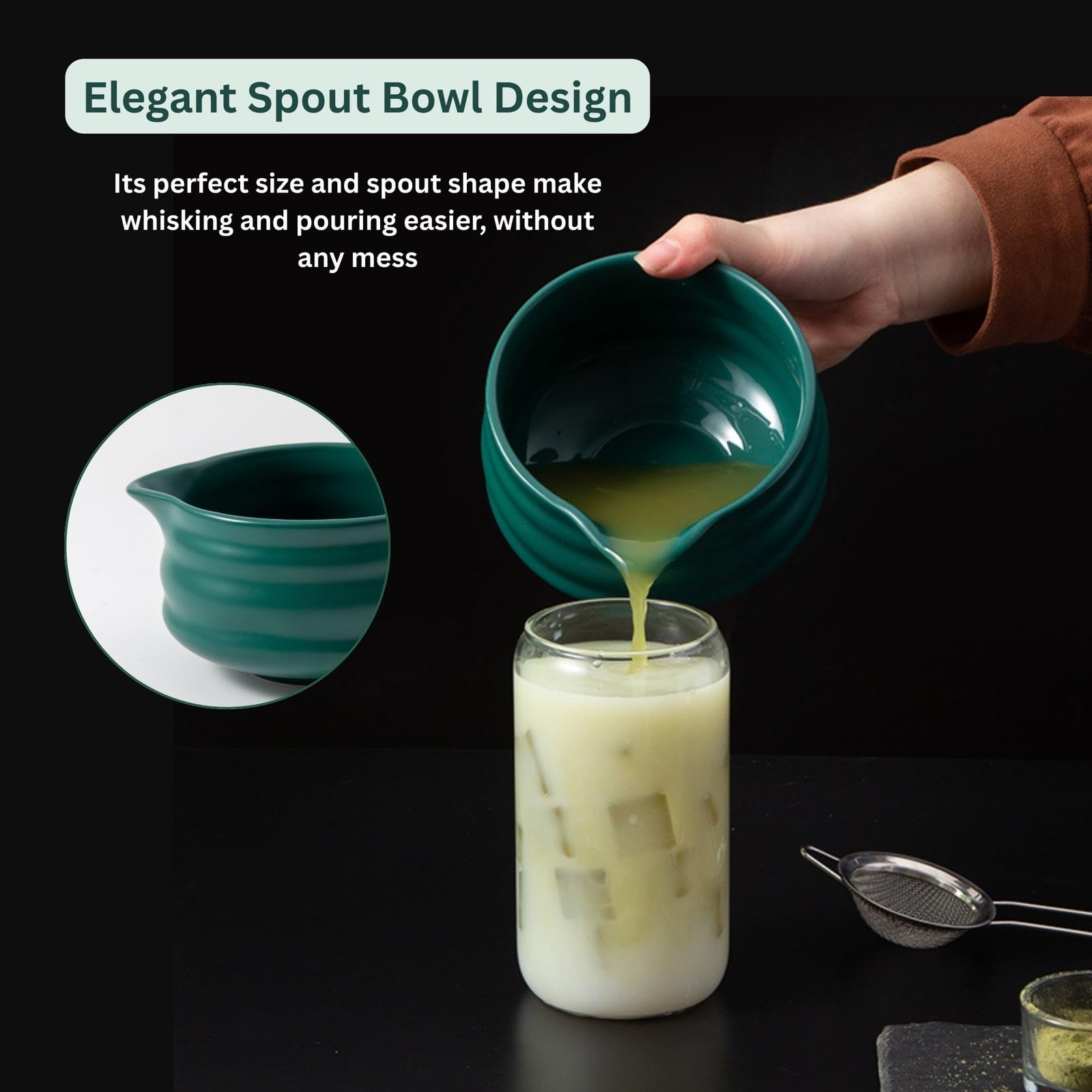 7PCS Ceramic Matcha Set – Traditional Japanese 9.85*7.87*4.52, Dark Green