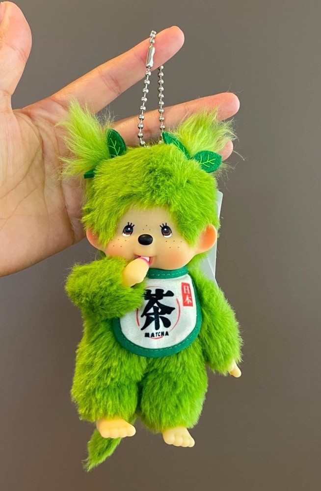 🍵Monchhichi Matcha Green Tea Plush Keychain Girl Mascot Japan Limited NEW