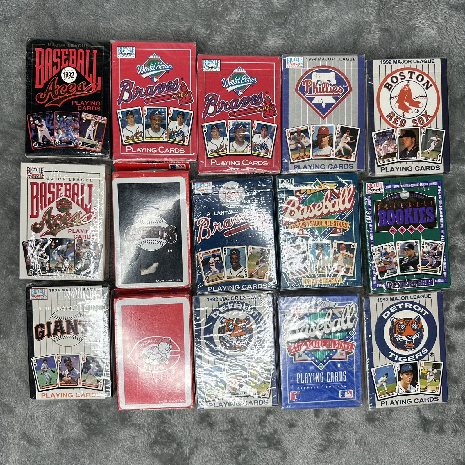 MLB Playing Cards Major League Red Sox Phillies Braves Giants Reds Vintage 90s