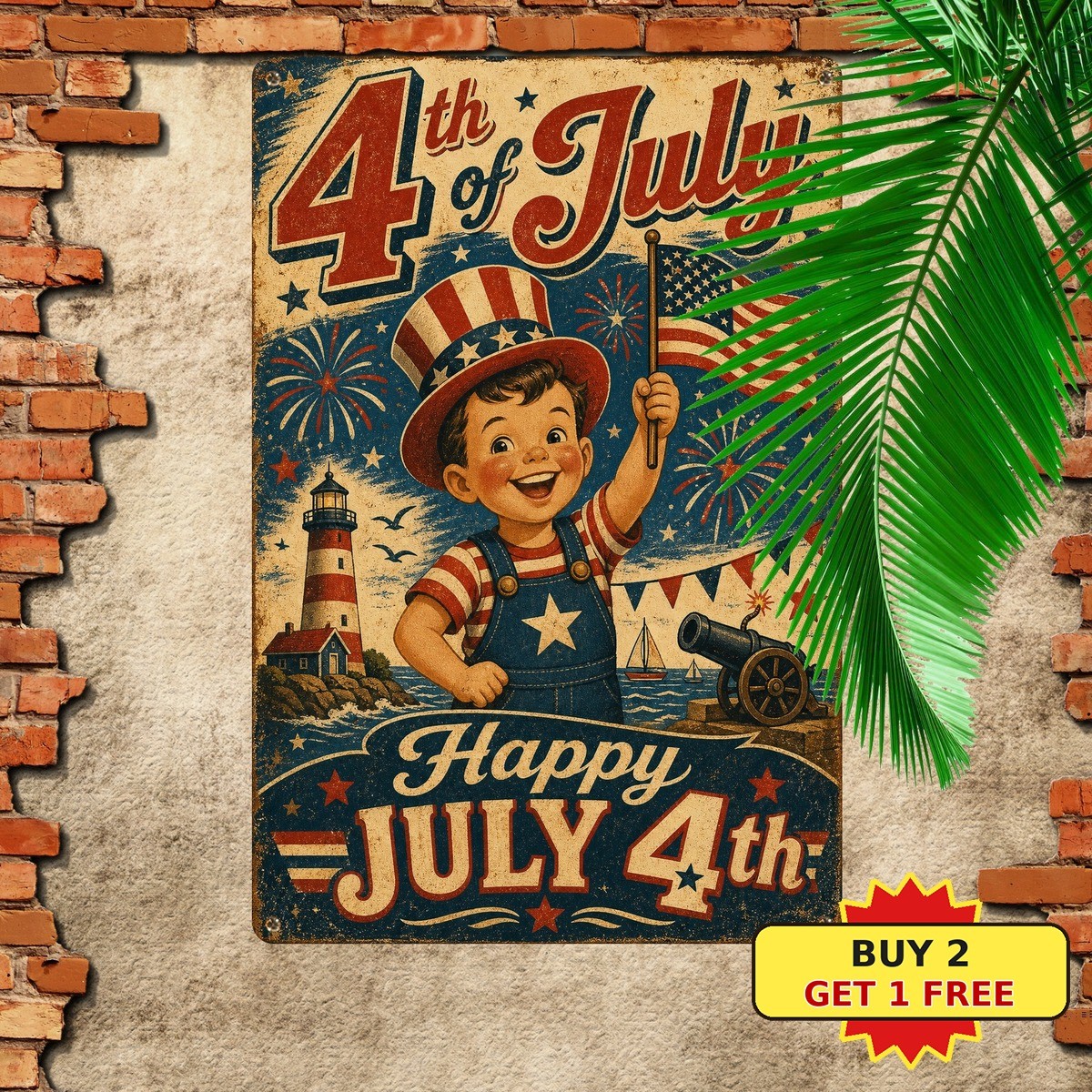 Patriotic Independence Day 4th July US Liberty Celebration Metal Sign 8×12