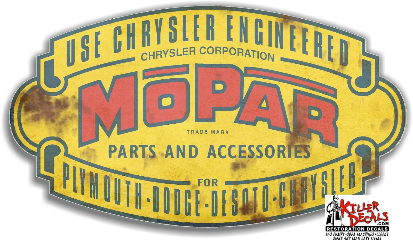 (MOPAR-1R) 24″X13.3″ RUSTY DODGE MOPAR PARTS AND ACCESSORIES STICKER DECAL