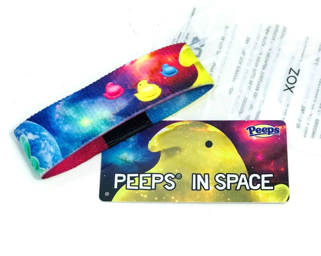 ZOX **PEEPS IN SPACE** Silver Strap Small EASTER NIP Wristband w/Card