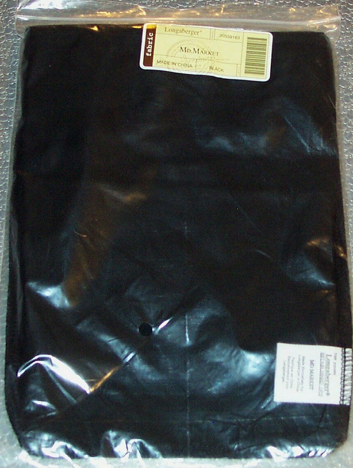 Longaberger Medium Market Basket FABRIC LINER ONLY – BLACK – Elegant – NEW