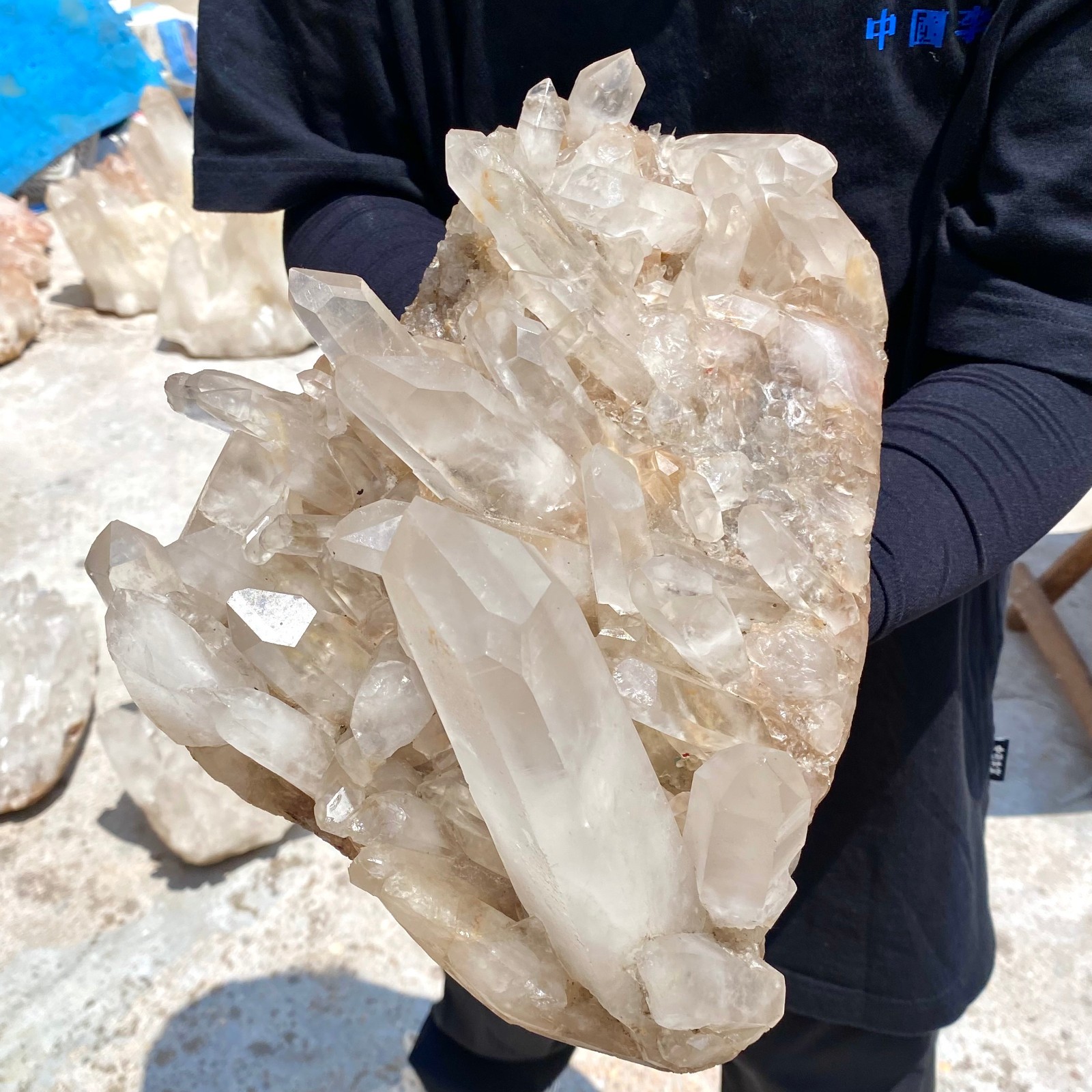 16.17LB Large Natural clear white Quartz Crystal Cluster wand point healing.
