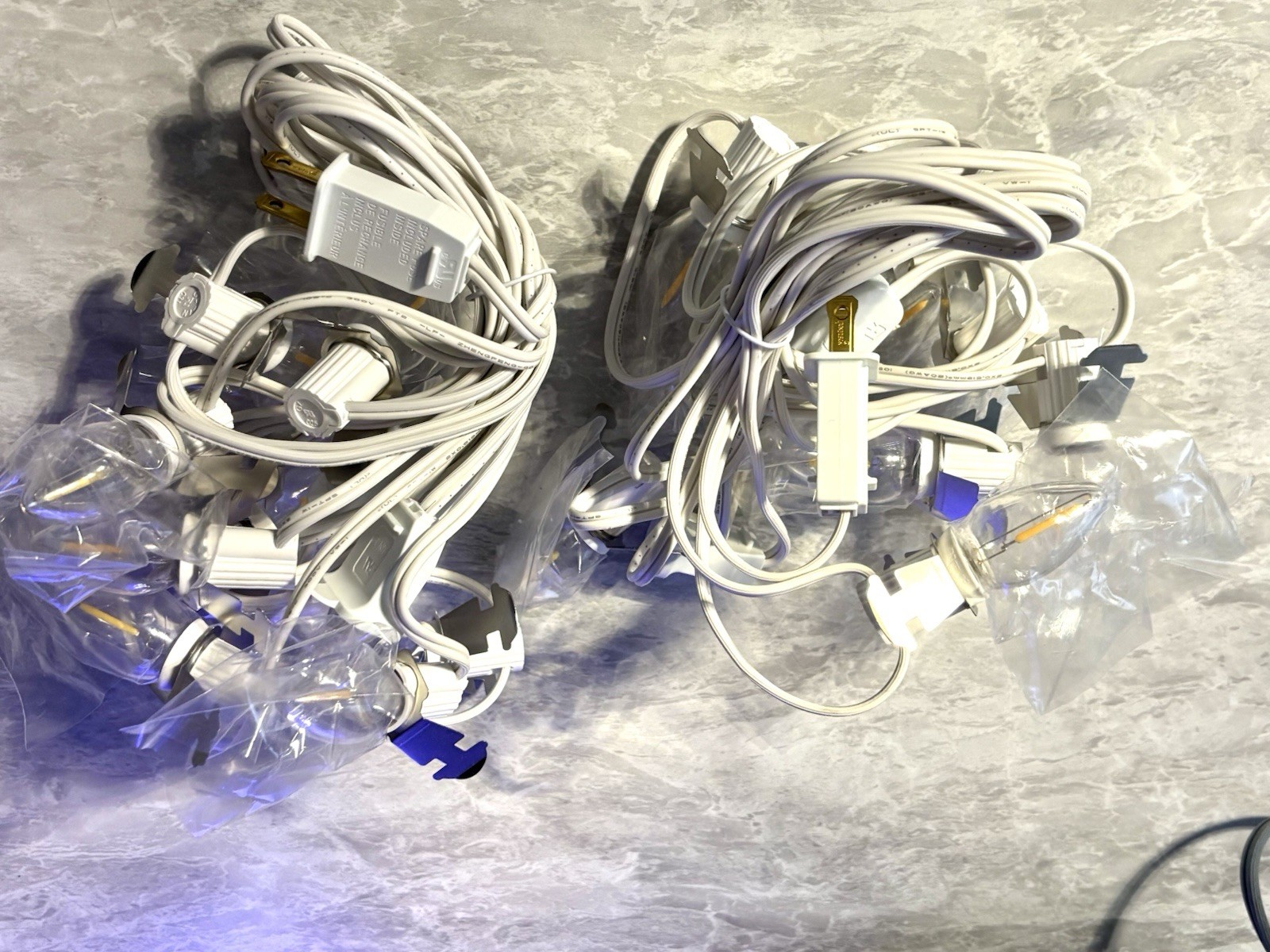Two Strands C7 Christmas Village Lights String of 8 (16 Lights) End To End NEW