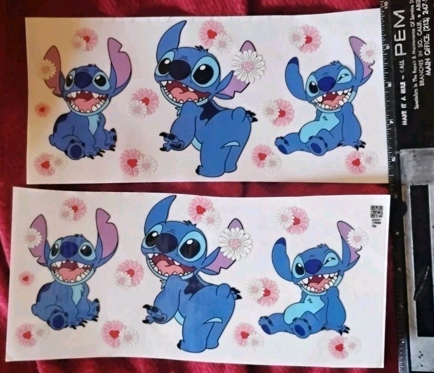 💙 Disney Stitch Decals Set 6 Includes 4 1/4 X 3 Inches Also 3.5 X 2 Inches